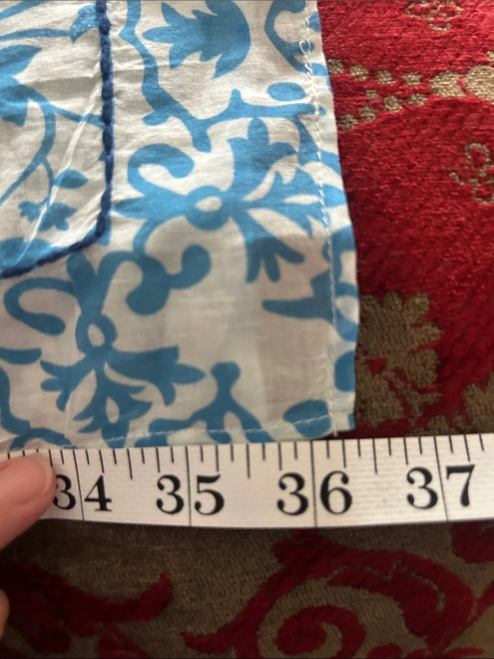 JOIE long 100% cotton Blue & White Floral Embroidered Scarf 40” X 72” , NWT
